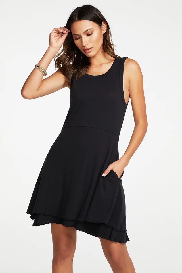 Chaser Brand Baby Rib Waisted Hi Lo Tank Dress Womens Loungewear
