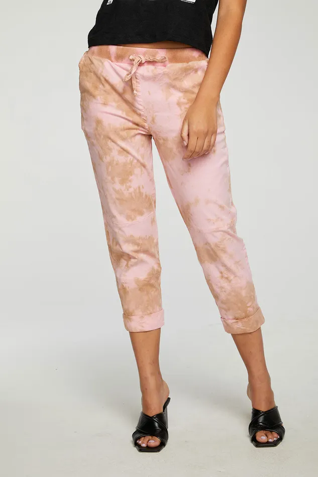 Chaser Brand Bottoms Womens Stretch Twill Cropped Roll Hem Paneled Jogger