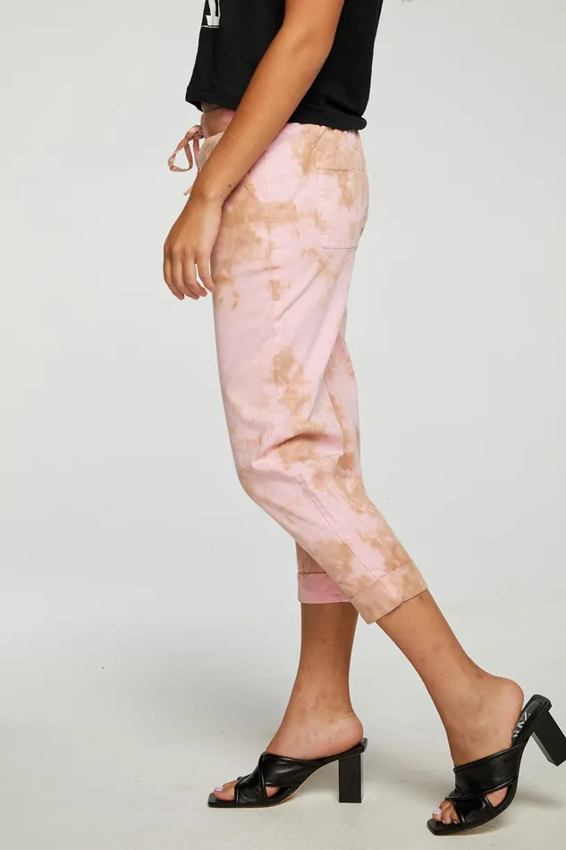 Chaser Brand Bottoms Womens Stretch Twill Cropped Roll Hem Paneled Jogger