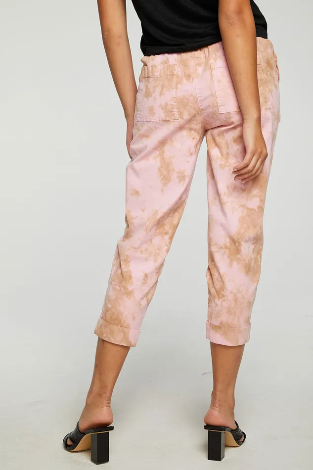 Chaser Brand Bottoms Womens Stretch Twill Cropped Roll Hem Paneled Jogger