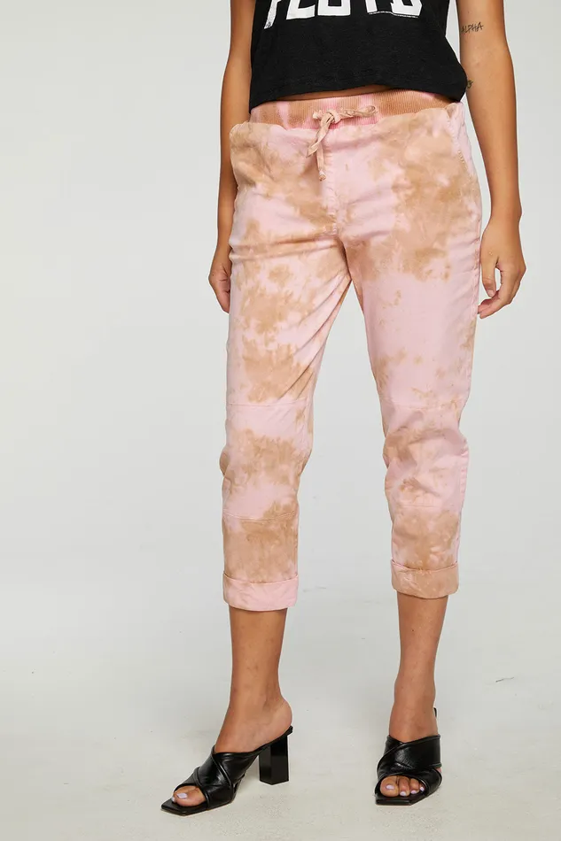 Chaser Brand Bottoms Womens Stretch Twill Cropped Roll Hem Paneled Jogger