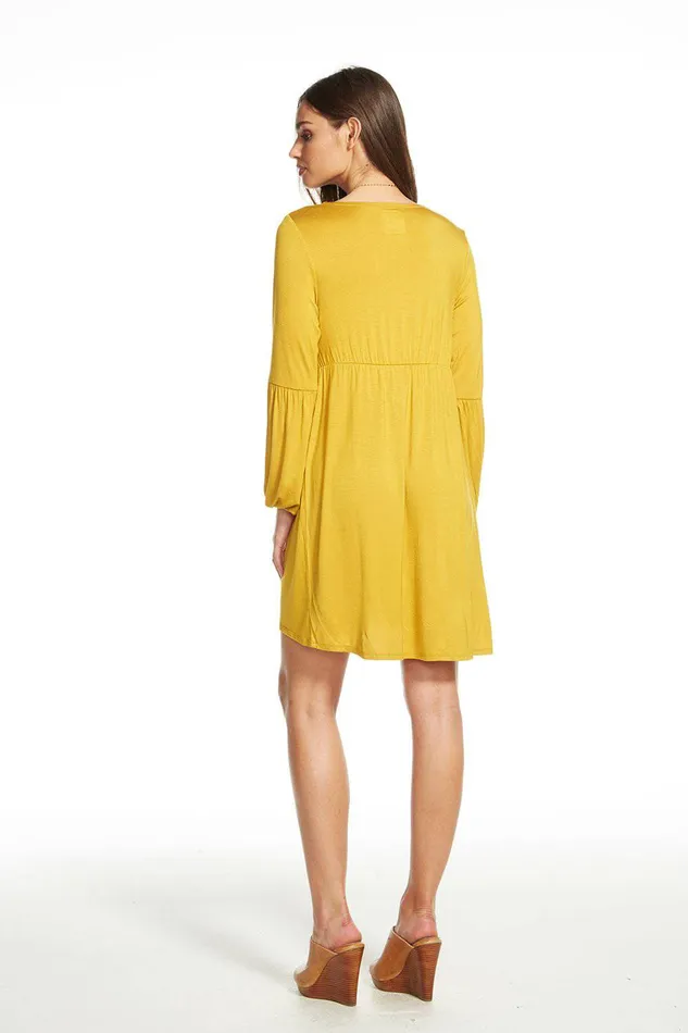 Chaser Brand COOL JERSEY LANTERN SLEEVE SHIRRED SURPLICE HI LO DRESS Womens Loungewear