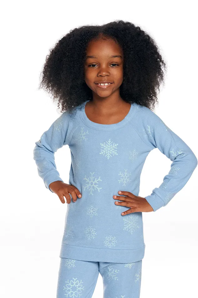 Chaser Brand Tops Girls Blue Snowflakes