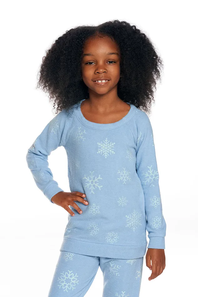Chaser Brand Tops Girls Blue Snowflakes Chaser Brand Tops Girls Blue Snowflakes