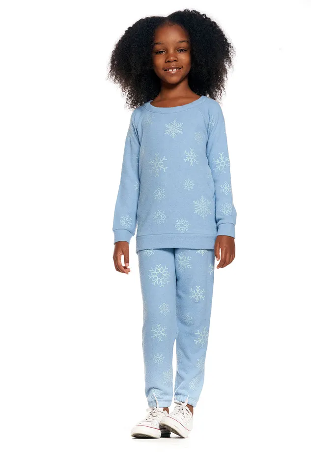 Chaser Brand Tops Girls Blue Snowflakes Chaser Brand Tops Girls Blue Snowflakes