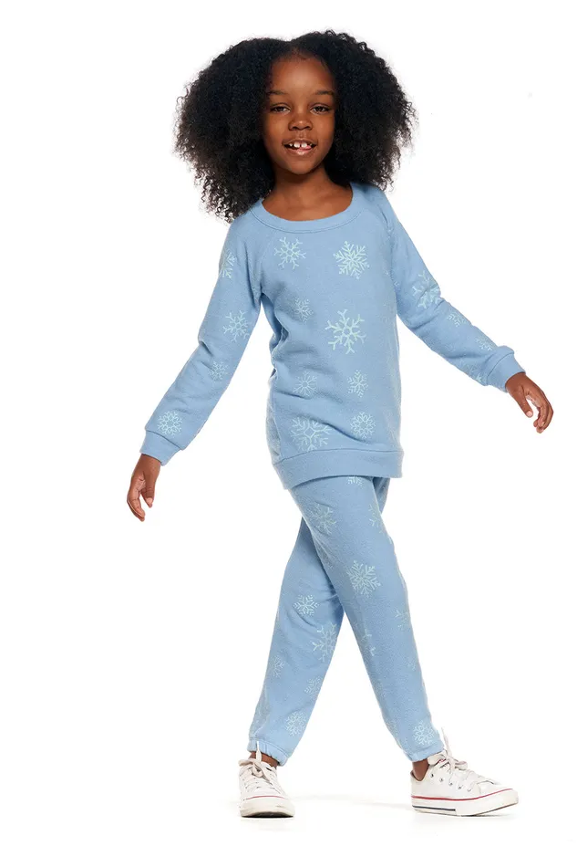 Chaser Brand Tops Girls Blue Snowflakes Chaser Brand Tops Girls Blue Snowflakes