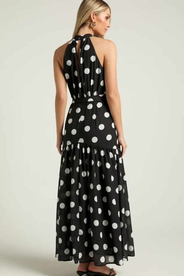 Chayenne Maxi Dress 8211 Halter Neck Tie Waist In Vienna Spot Women Showpo Dresses