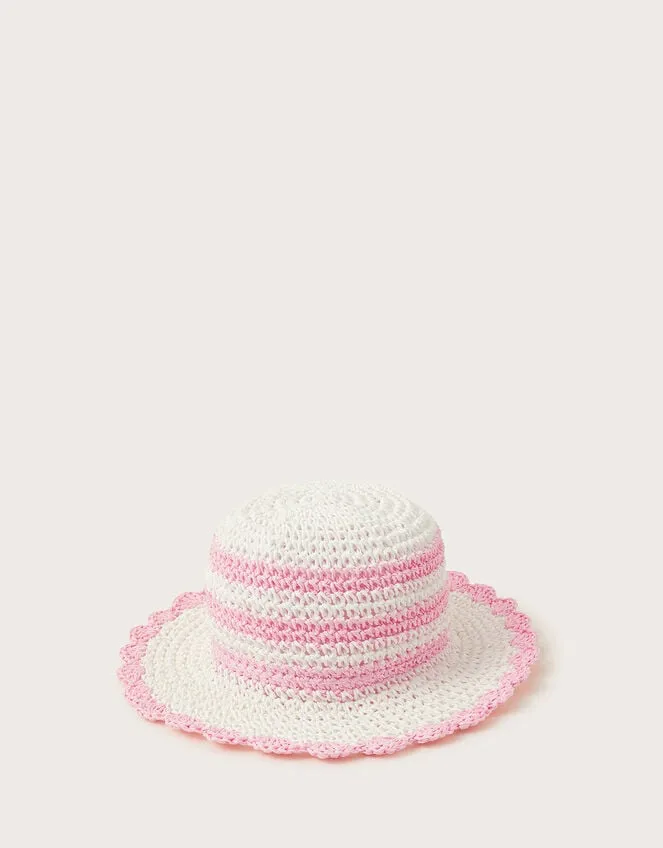 Children Baby Crochet Flower Hat Pink Monsoon Hats and Sunglasses