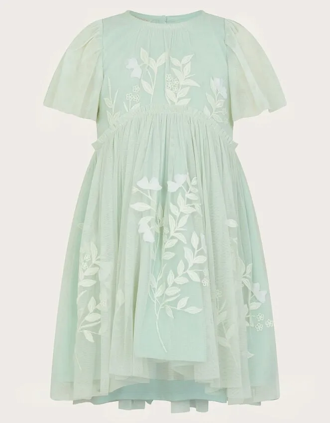 Children Baby Embroidered Botanical Dress Green Monsoon Dresses