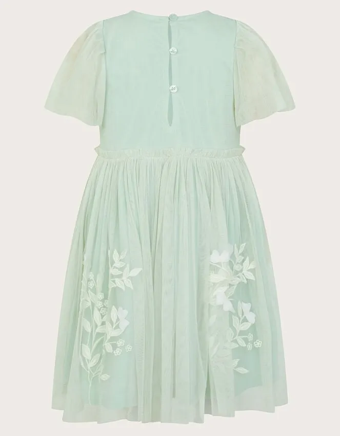 Children Baby Embroidered Botanical Dress Green Monsoon Dresses