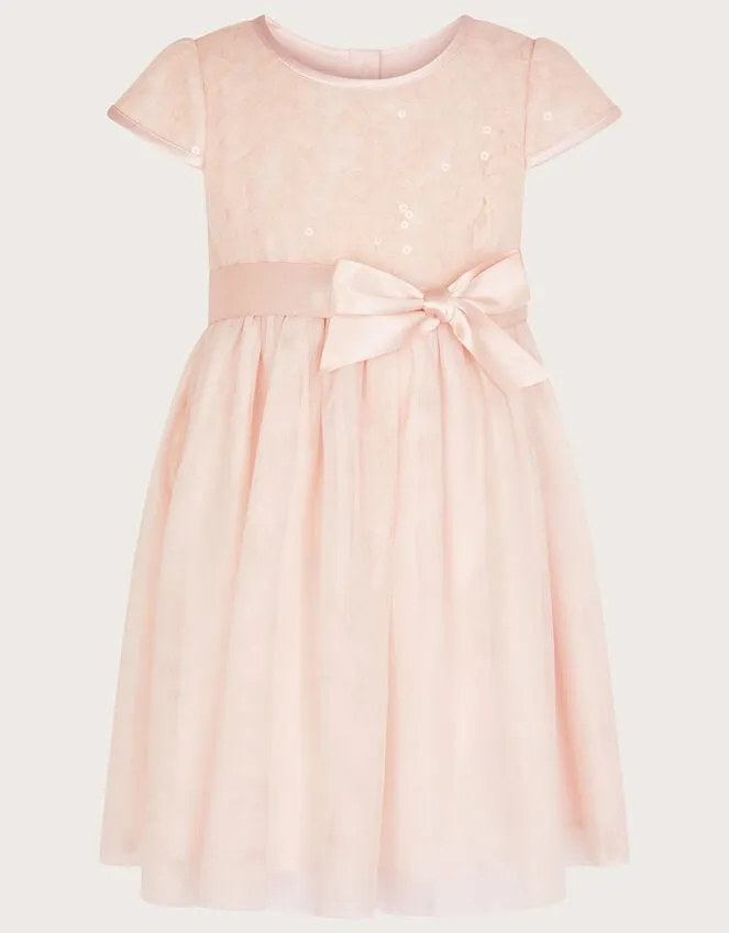 Children Baby Truth Sequin Lace Dress Pink Monsoon Dresses