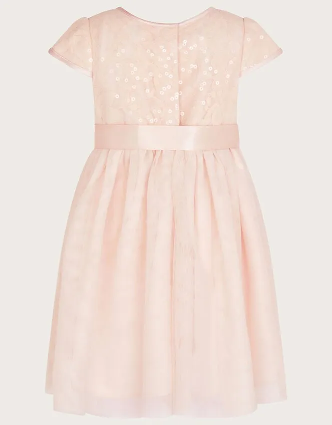 Children Baby Truth Sequin Lace Dress Pink Monsoon Dresses