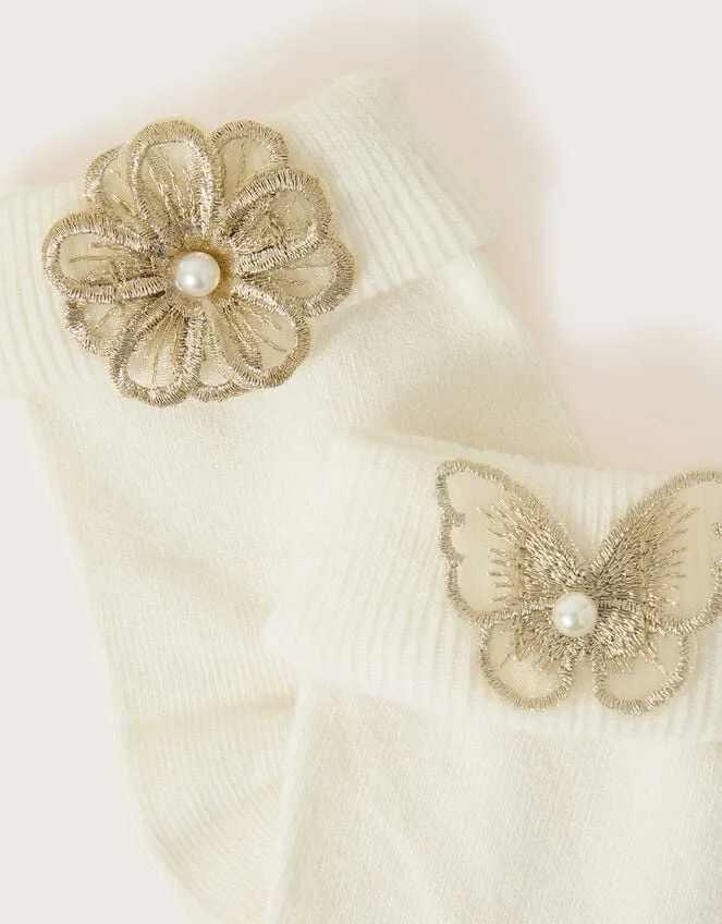 Children Butterfly And Flower Socks Set Of Two Multi Monsoon Partywear