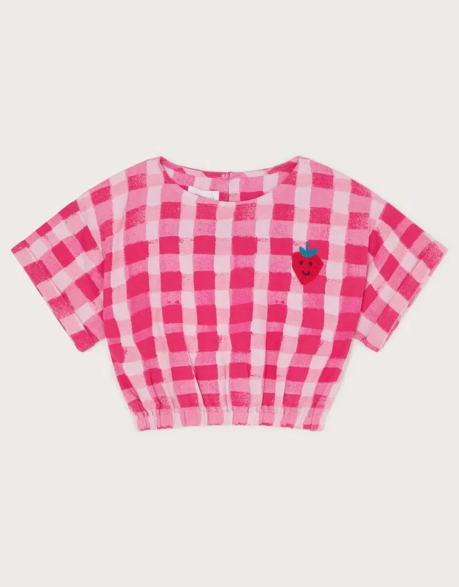 Children Check Crop Top Pink Monsoon Casualwear Collection