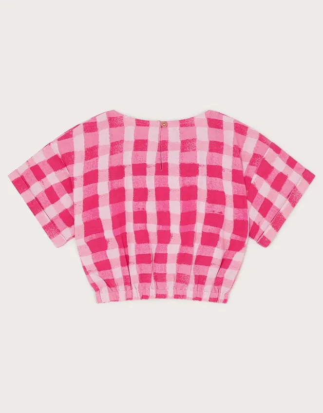 Children Check Crop Top Pink Monsoon Casualwear Collection