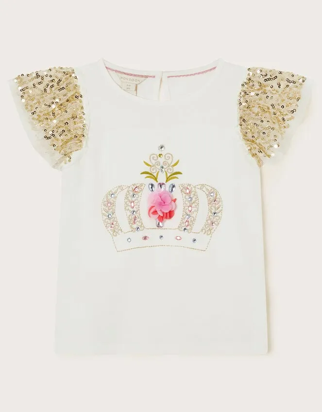 Children Crown Embellished TShirt White Monsoon Tops and TShirts
