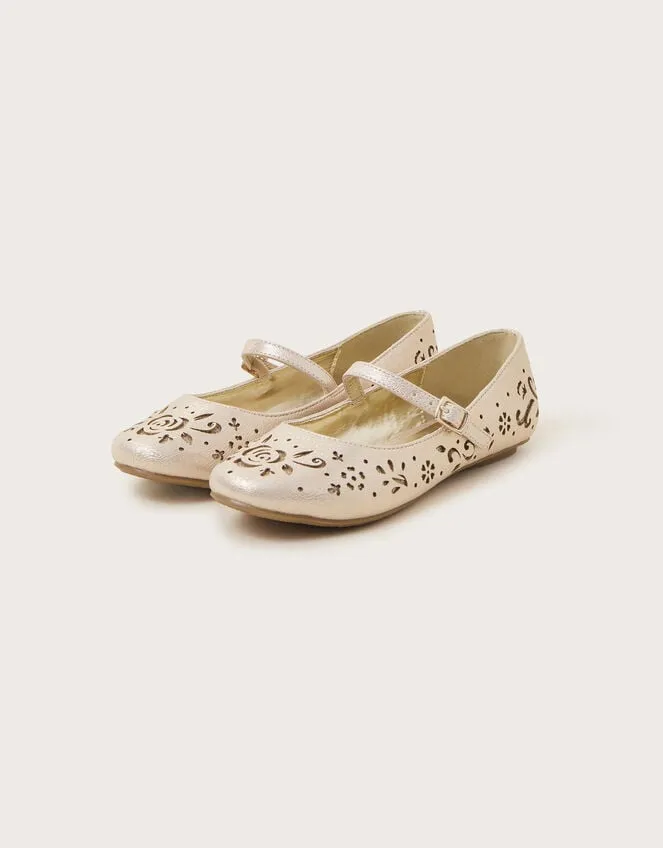 Children Cutwork Ballet Flats Gold Monsoon Partywear