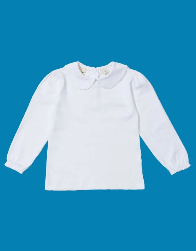 Children Dotty Dungarees Peter Pan Collar Top White Monsoon Tops and TShirts