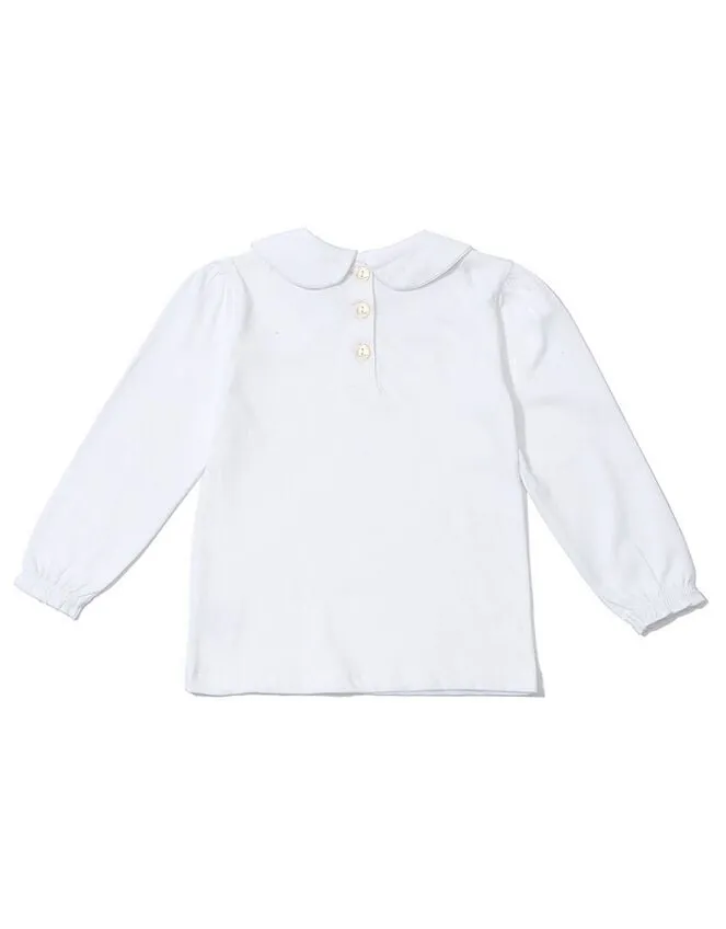 Children Dotty Dungarees Peter Pan Collar Top White Monsoon Tops and TShirts
