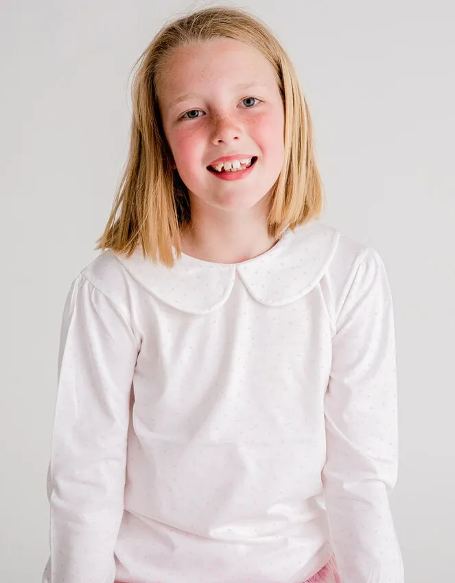 Children Dotty Dungarees Peter Pan Collar Top White Monsoon Tops and TShirts