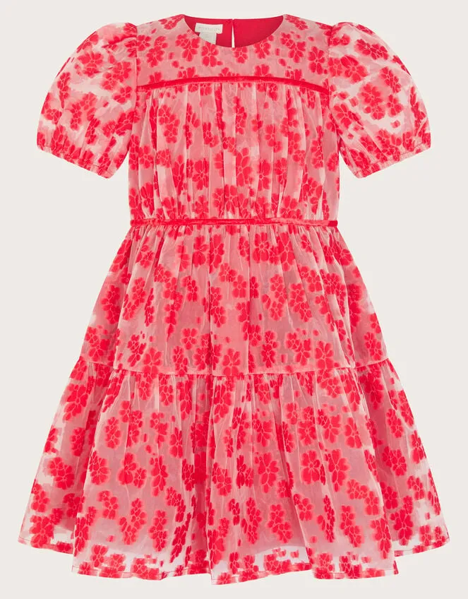 Children Floral Texture Dress Red Monsoon Dresses