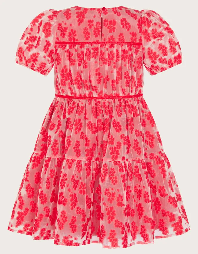 Children Floral Texture Dress Red Monsoon Dresses