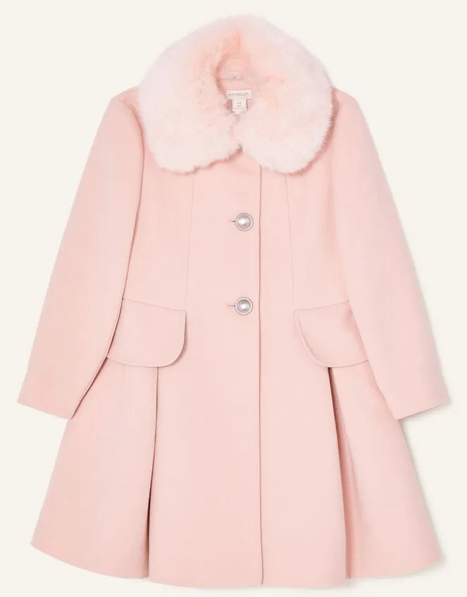 Children Frill Bow Back Coat Pink Monsoon Coats and Jackets