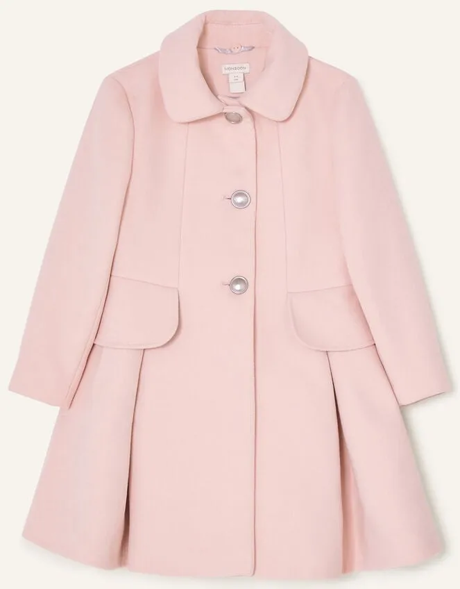 Children Frill Bow Back Coat Pink Monsoon Coats and Jackets
