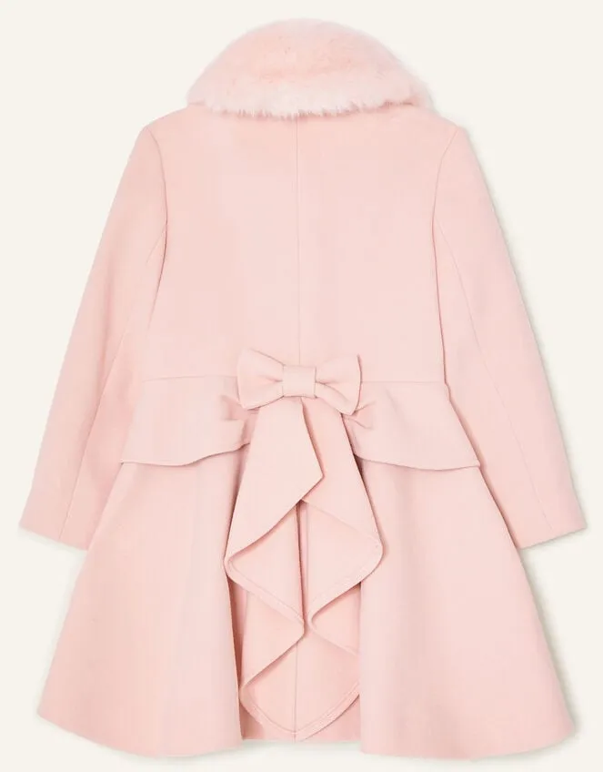Children Frill Bow Back Coat Pink Monsoon Coats and Jackets
