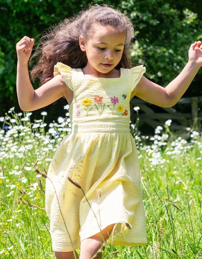 Children Frugi Embroidered Dress Yellow Monsoon Dresses