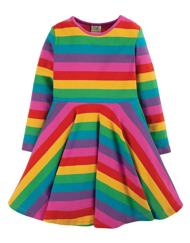 Children Frugi Rainbow Stripe Skater Dress Multi Monsoon Dresses