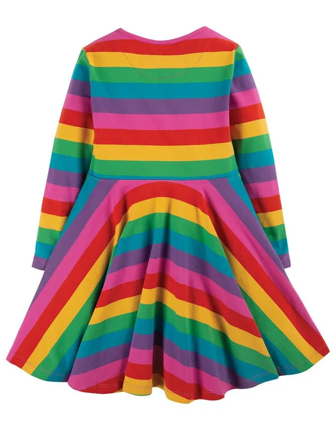 Children Frugi Rainbow Stripe Skater Dress Multi Monsoon Dresses