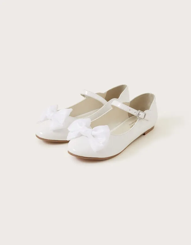 Children Kali Tulle Bow Ballerina Flats Ivory Monsoon Partywear