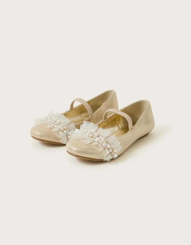 Children Land Of Wonder Beaded Ballet Flats Gold Monsoon Partywear