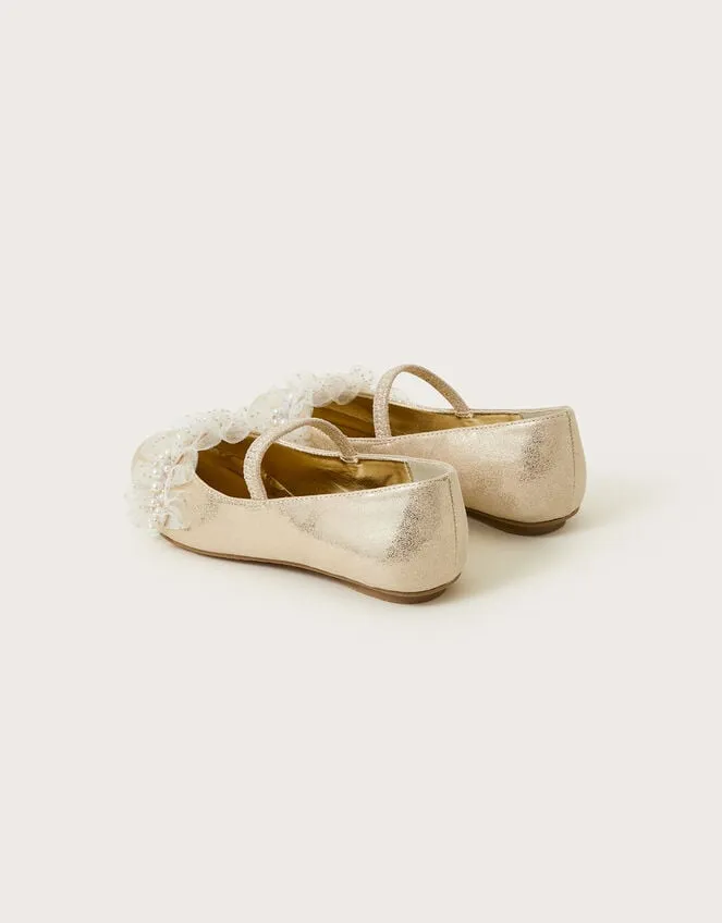 Children Land Of Wonder Beaded Ballet Flats Gold Monsoon Partywear