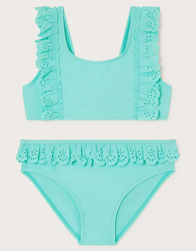 Children Laser Frill Bikini Set Blue Monsoon Beachwear and Swimwear