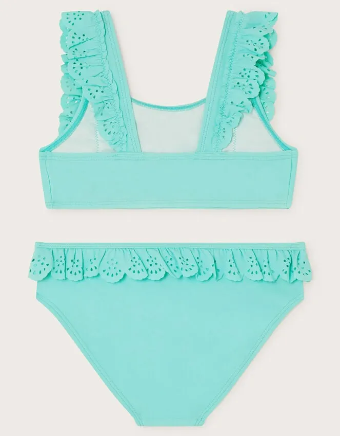 Children Laser Frill Bikini Set Blue Monsoon Beachwear and Swimwear