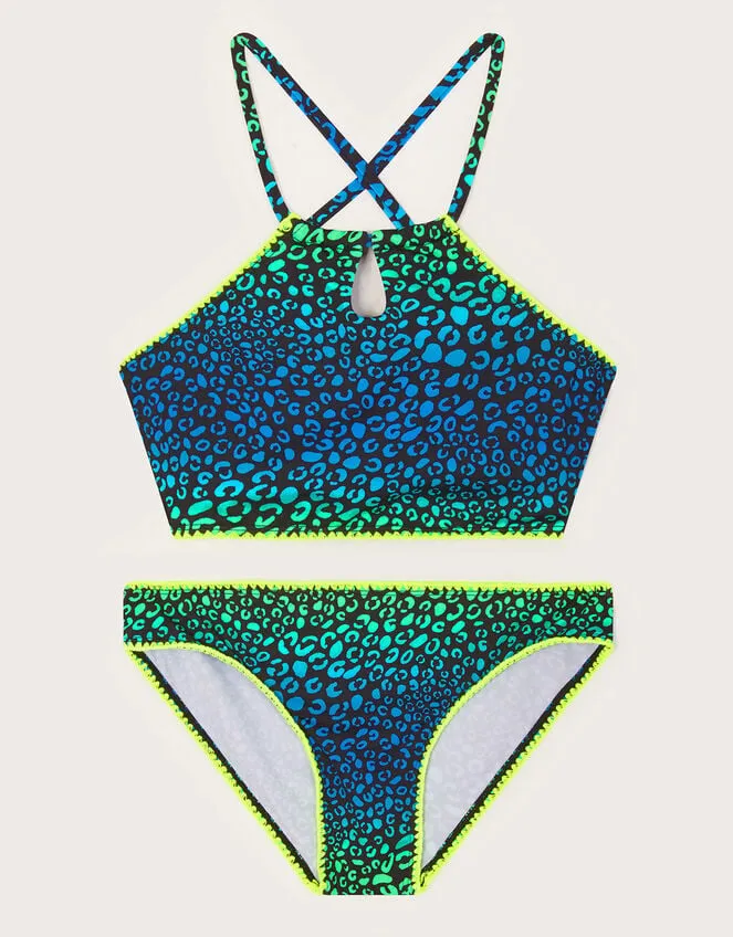 Children Leopard Print Bikini Green Monsoon Beachwear and Swimwear