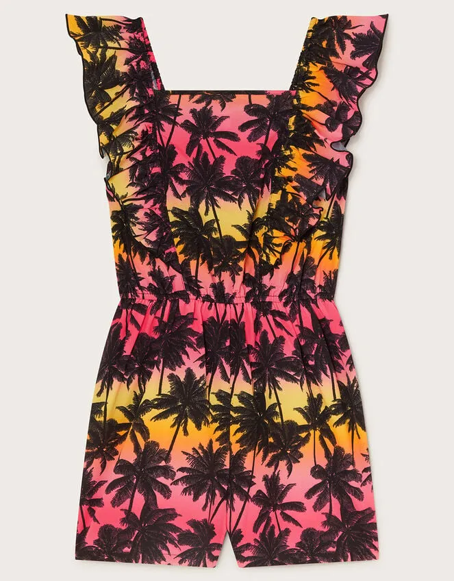 Children Ombre Palm Print Playsuit Multi Monsoon Beachwear and Swimwear