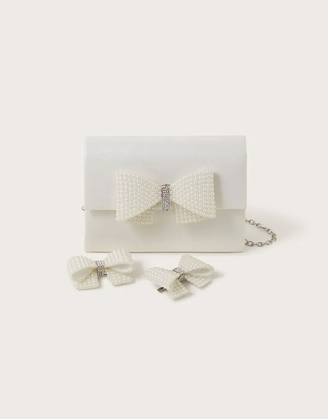 Children Pearl Bow Bag And Hair Clips Set Monsoon Girls039 Bags and Purses