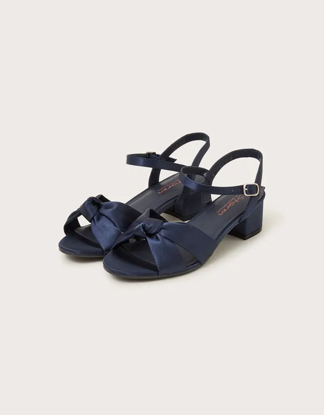 Children Satin Twist Heeled Sandals Blue Monsoon Partywear