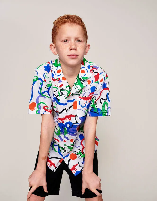 Children Skater Crocodile Shirt White Monsoon Casualwear Collection