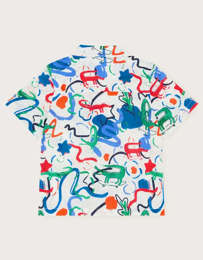 Children Skater Crocodile Shirt White Monsoon Casualwear Collection