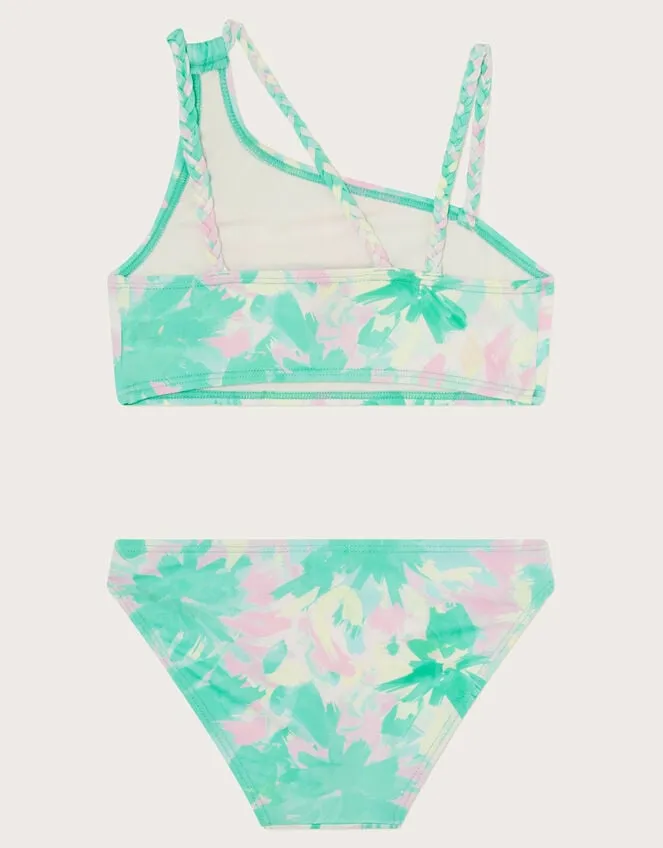 Children Splash Palm Print Bikini Set Green Monsoon Beachwear and Swimwear