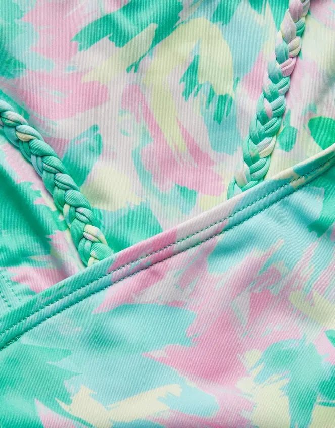 Children Splash Palm Print Bikini Set Green Monsoon Beachwear and Swimwear