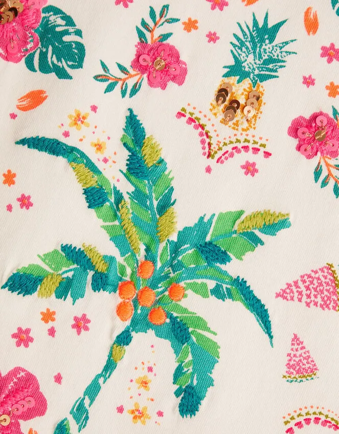Children Tropical Palm Print TShirt White Monsoon Tops and TShirts