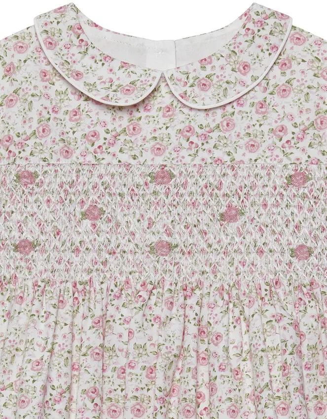 Children Trotters Rose Print Smock Dress Pink Monsoon Dresses