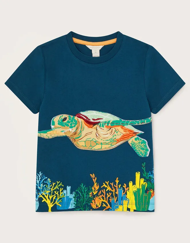 Children Turtle Applique TShirt Blue Monsoon Tops and TShirts