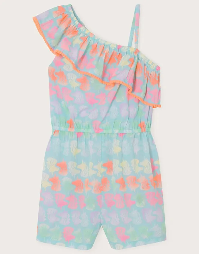 Children Unicorn Heads OneShoulder Playsuit Blue Monsoon Beachwear and Swimwear