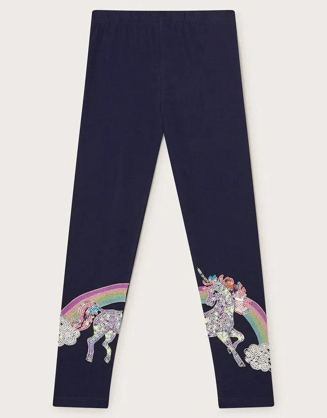 Children Unicorn Rainbow Leggings Blue Monsoon Trousers and Shorts